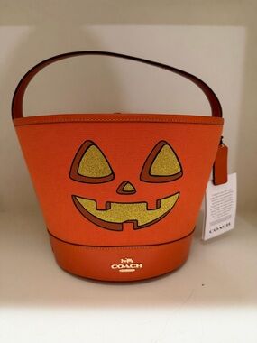 Coach Orange Canvas & Leather Signature Logo Bag